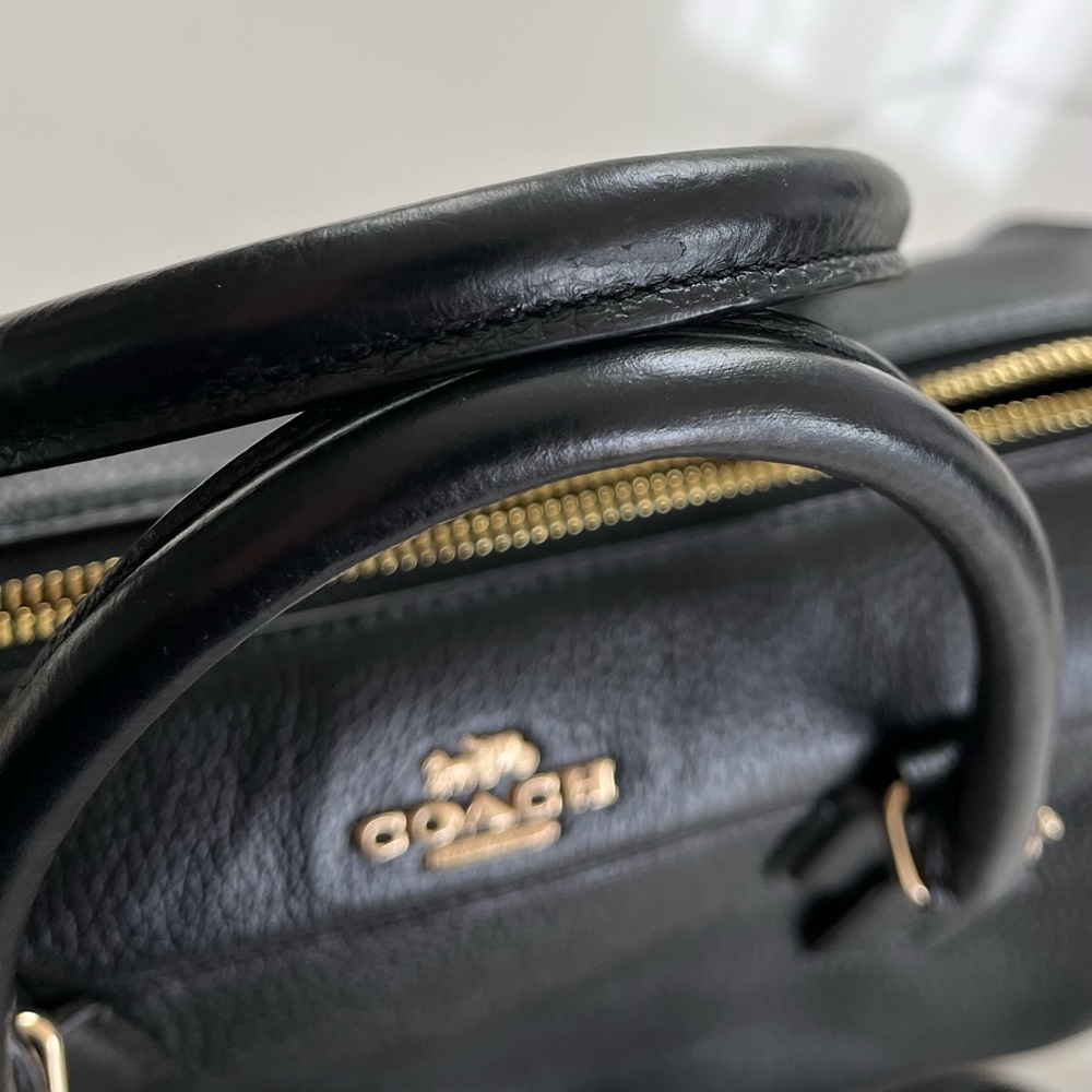 Coach Pebble Leather Large Bennett Satchel Crossbody Bag Black Style F31376 - Picture 11 of 12